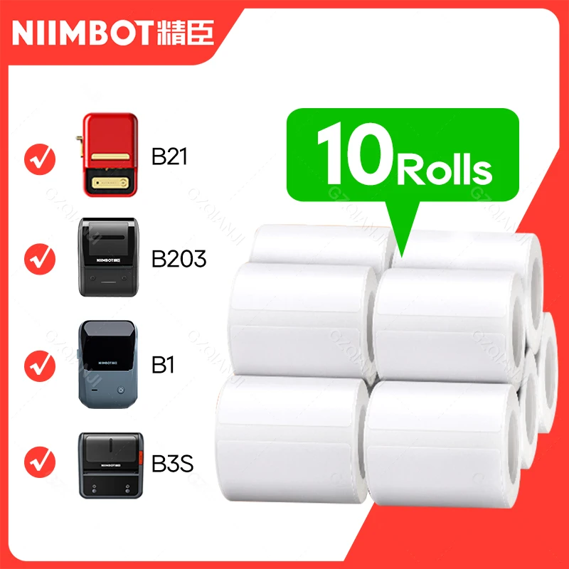 Niimbot B1 B21 Stampante Per Etichette Impermeabile Anti-Olio Resistente Allo Strappo Cartellino Del Prezzo Colore Puro Adesivo Antigraffio Carta Ades