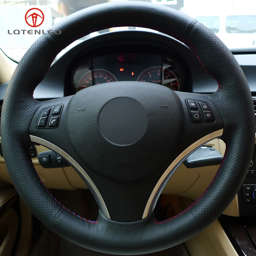Lqtenleo Nero In Pelle Artificiale Fai Da Te Car Steering Wheel Cover Per Bmw M Sport 1 Serie E87 E81 E82 E88 120I 130I 120D X1 E84