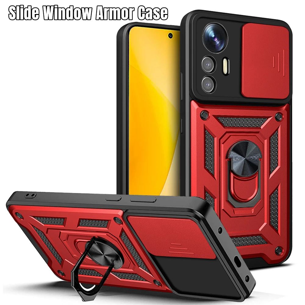 Custodia Antiurto Per Armatura Per Xiaomi Mi 12X 12T 11 Lite 5G Ne 11T 12 12S Pro 11I Dual Anti Shock Push Slide Window Magnet Case Cover