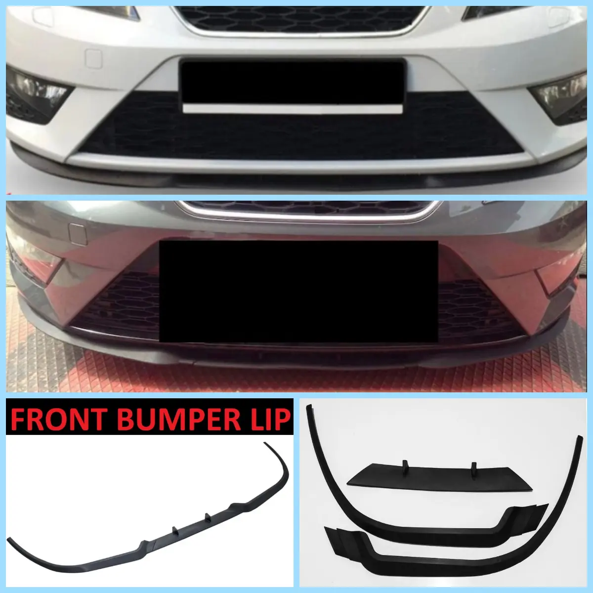 Per Seat Leon Mk3 Cupra R Spoiler Anteriore Paraurti Lip Euro Spoiler Lip Universal 3 Pcs Body Kit Splitter Accessori Auto Protector