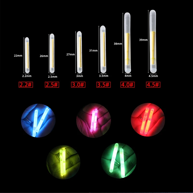 10/50 Pz/Lotto 2.2-4.5Mm Light Night Fishing Float Rod Lights Dark Glow Stick Fluorescente Lightstick Accessori Per La Pesca Pesca
