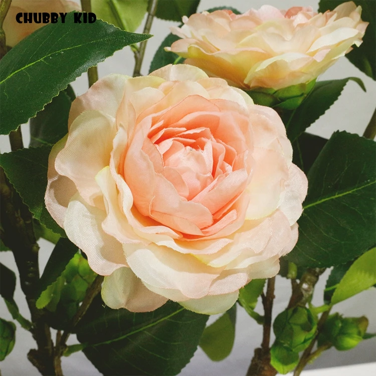 Commercio All'Ingrosso!!! Hi-Q 92Cm Stelo Lungo Artificiale Camelia Fiore Falso Camelia Matrimonio Decorativo Seta Camelia Selvaggia Fiore 12 Pz/Lotto