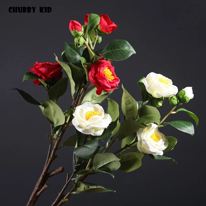 Alta Simulazione Artificiale Camelia Fiore Falso Camelia Matrimonio Decorativo Seta Selvaggia Camelia Fiore 12 Pz/Lotto