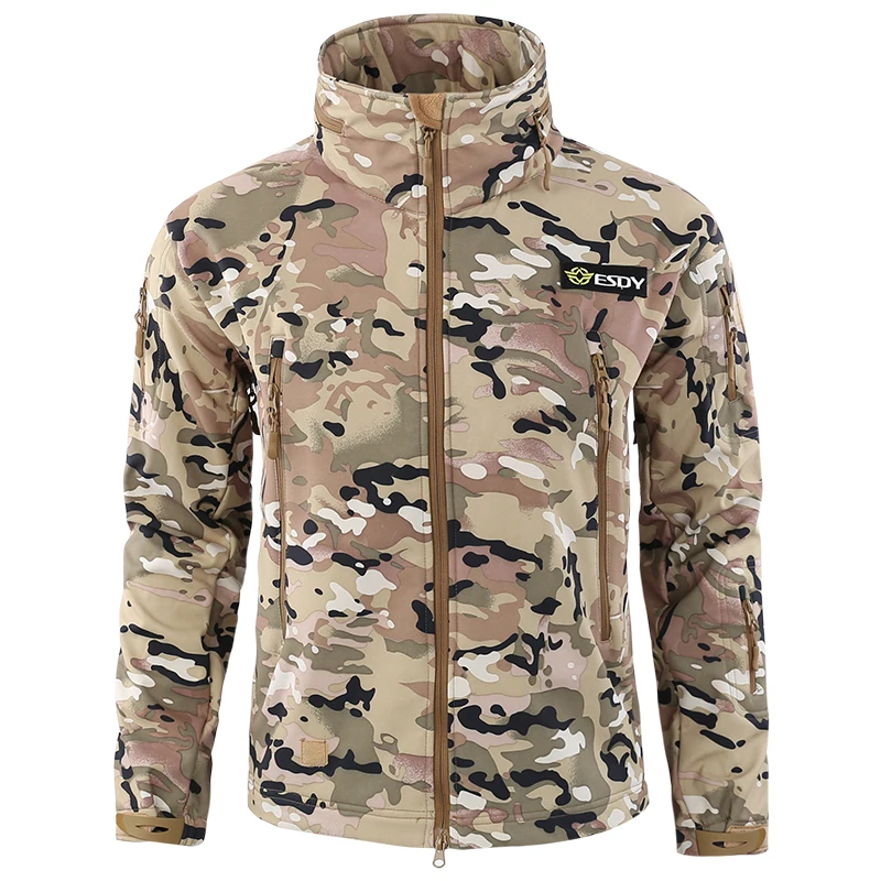 Giacca Militare In Pile Da Uomo Soft Shell Tactical Waterproof Army Camouflage Coat Airsoft Abbigliamento Multicam Windbreakers Chaqueta