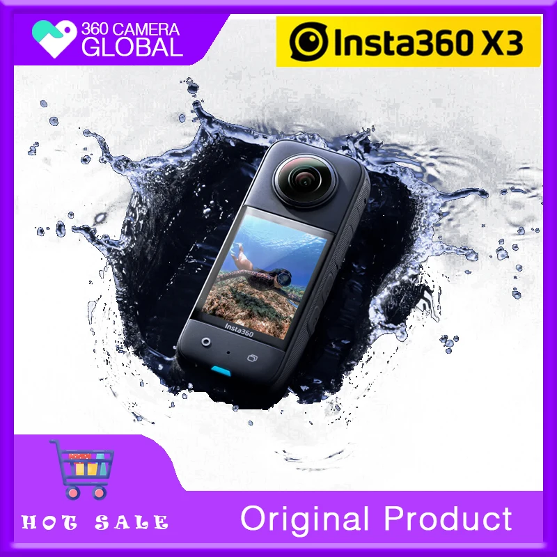 Insta360 X3-Action Camera Impermeabile 360 Con Sensore Da 1/2 "48Mp, Obiettivo 4K, Foto 72Mp 360, Video 5.7K 360 Motion Hdr