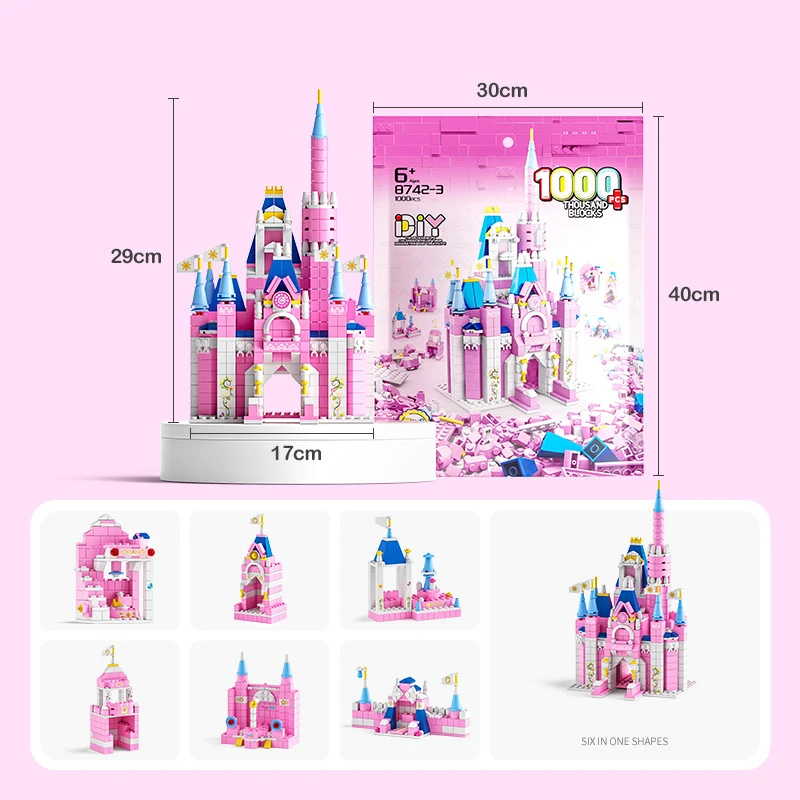 6 In 1 Ragazza Building Block Toy Castle House Garden Bricks Merry-Go-Round Ice Cream Van Toys Regali Per 6 Anni Kid Child Girl