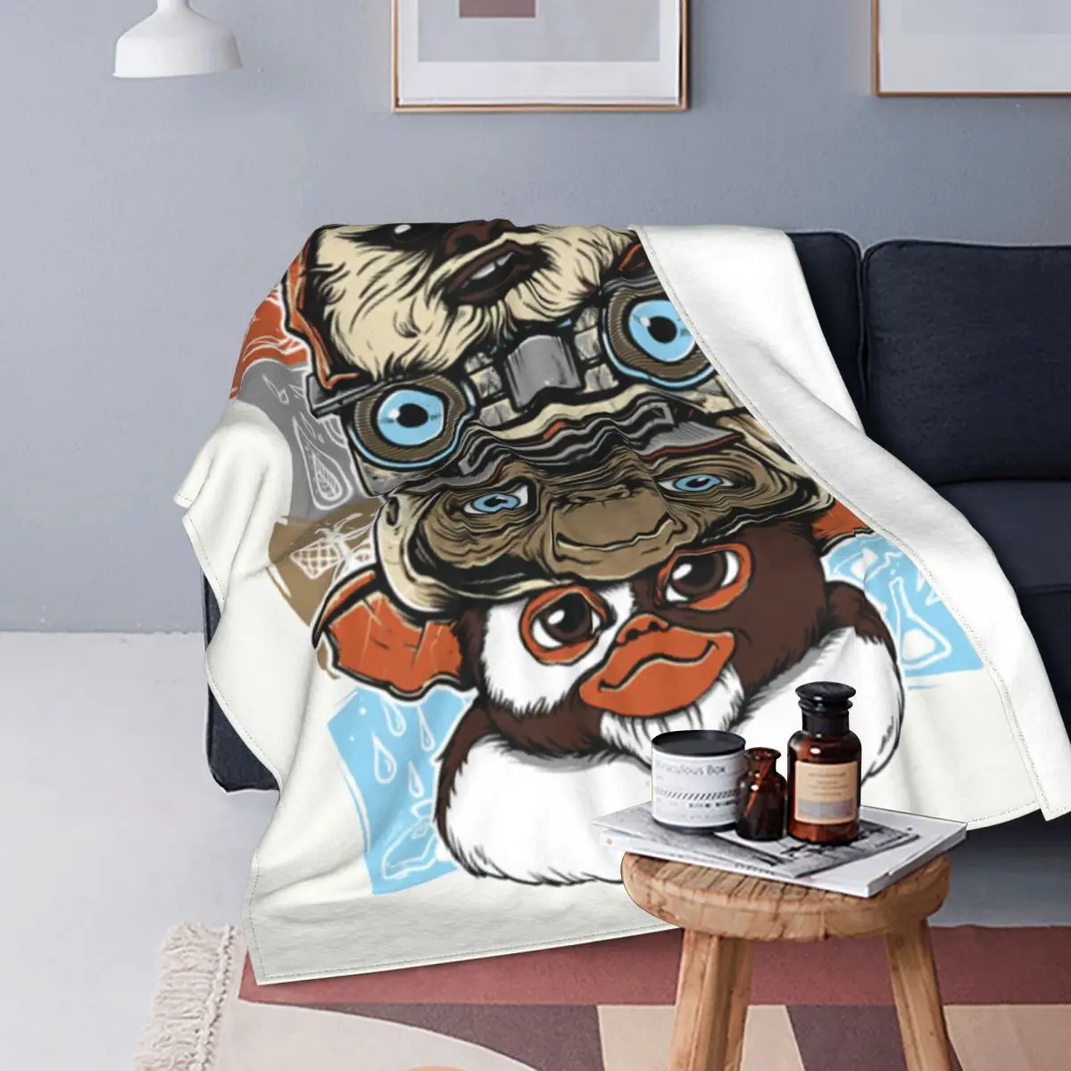 80S Horror Film Di Natale Lcon Coperta Flanella Gremlin Gizmo Monster Gremlin Coperta Da Tiro Softthin Per Divano Auto Divano Letto Tappeto