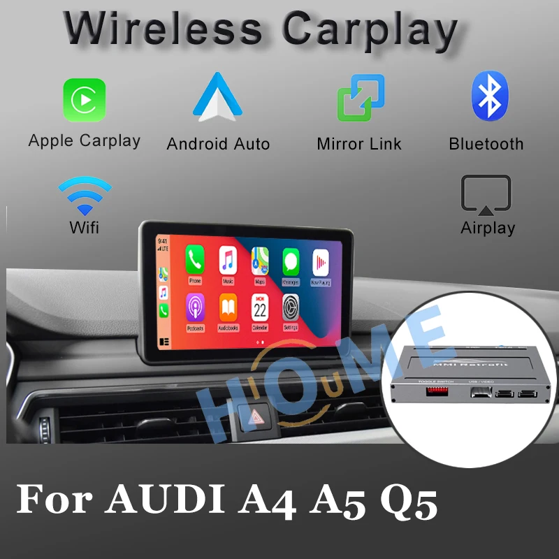 Wireless Carplay Mmi Android Auto Interface Box Per Audi A4 A5 Q5 S5 3G Mmi System Multimedia Aggiornamento Schermo Originale