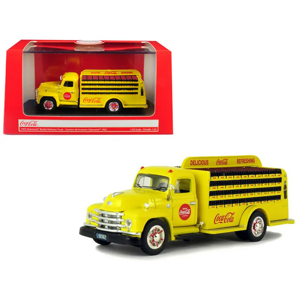 Camion Giocattolo Scala 1/50 1955 Diamond T Bottle Delivery Truck Yellow Mcc450055 Diecast Toys For Collection Limited Edition