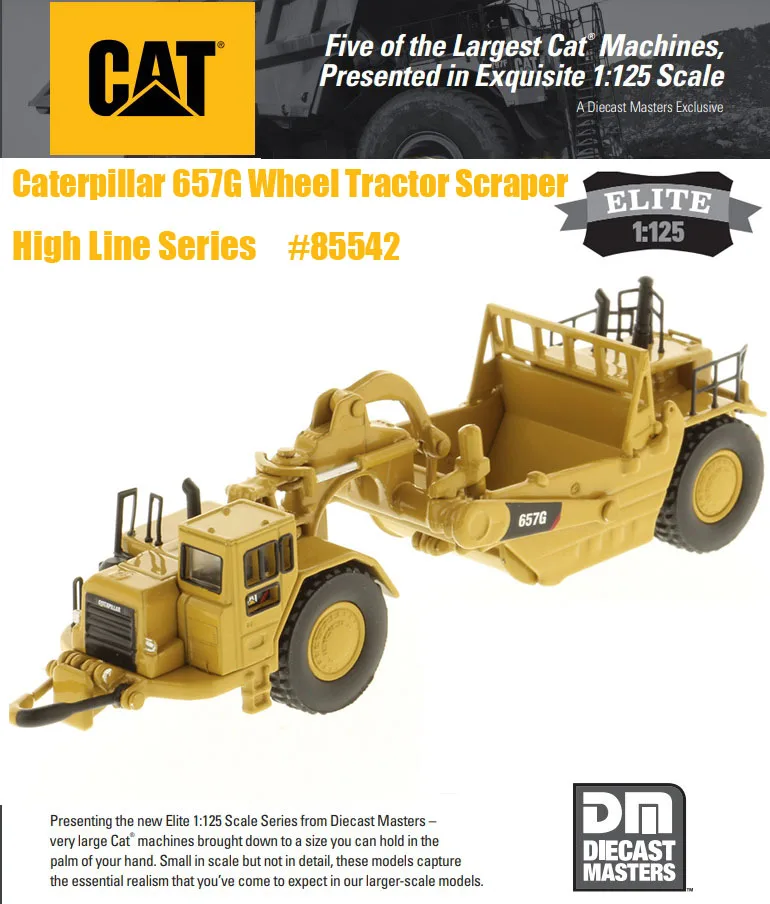 Nuovo Dm 1 125 Scala Cat 657G Raschietto Per Trattore Gommato Serie High Line Di Dm Diecast Master Per Regalo Di Raccolta #85542