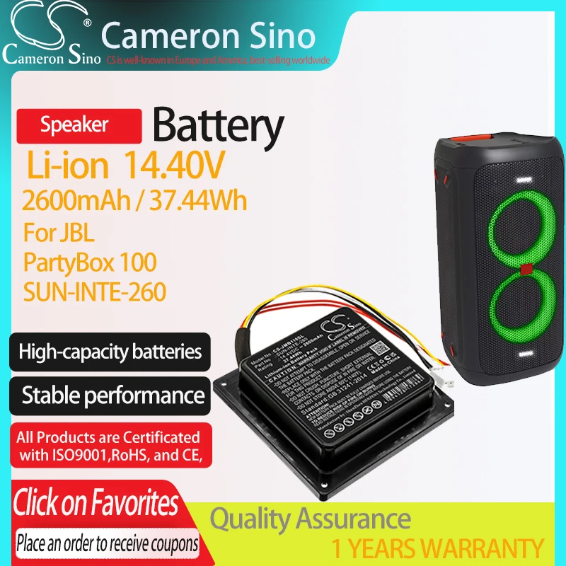 Batteria Altoparlante Cs Per Jbl Partybox 100 Adatto A Sun-Inte-260 Li-Ion 14.40V 2600Mah/37.44Wh Cs-Jmb110Sl