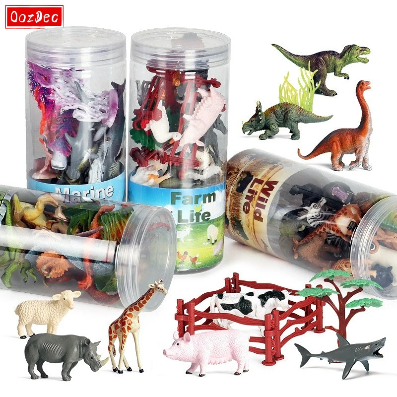 Oozdec Animali In Miniatura Playset Brinquedo Figurine Wild Sealife Farm Dinosaur Model Action Figures Zoo Cute Education Kids Toy