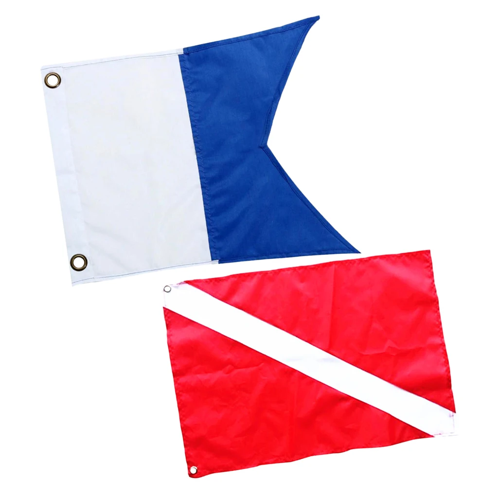 2 Pezzi Red Blue Diver Down Boat Flag Scuba Diving International Sign 60X70Cm Diver Down Flag Assemblaggio Semplice
