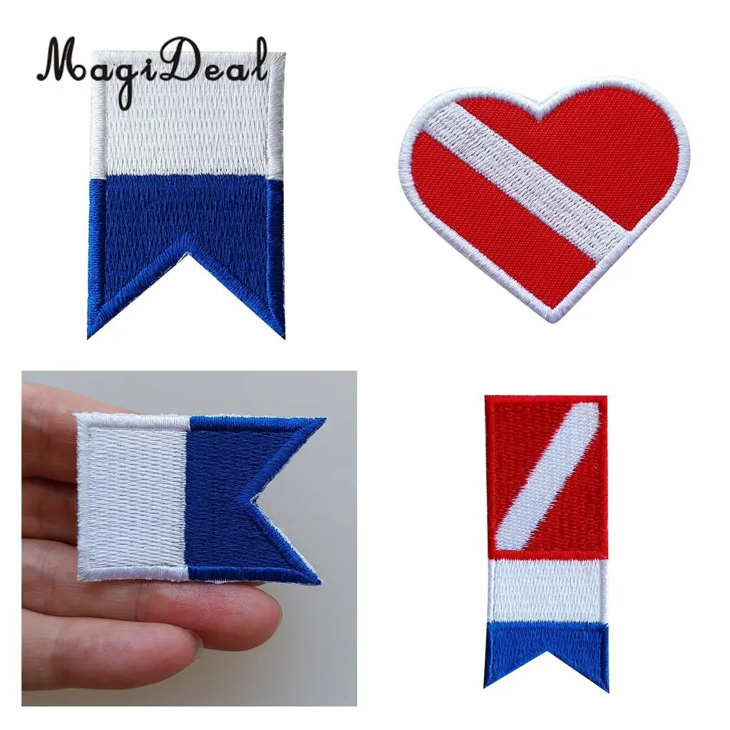 Dive Diver Down Flag Alpha Flag Patch Patch Zaino Badge Iron On Applique Ricamata Underwater Scuba Diving Souvenir
