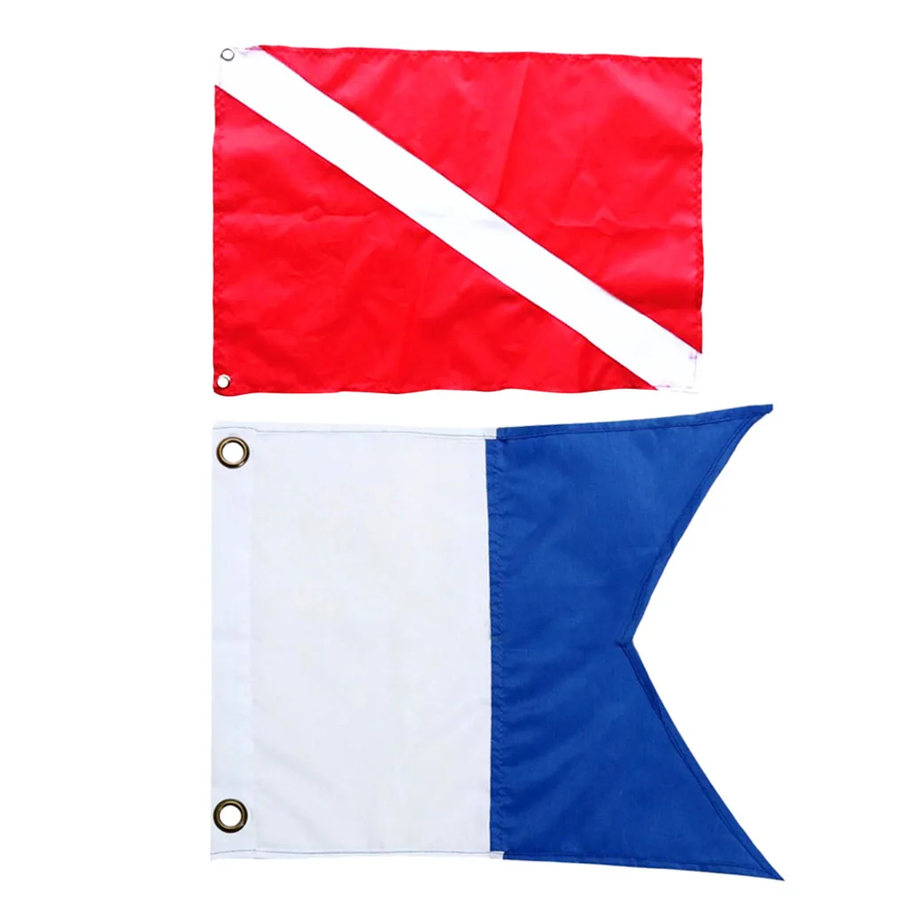 2 Pezzi Diver Down Flag Safety First Aid Symbol Marker Banner Per Scuba Diving Safety Gear Boat Cabin Flags