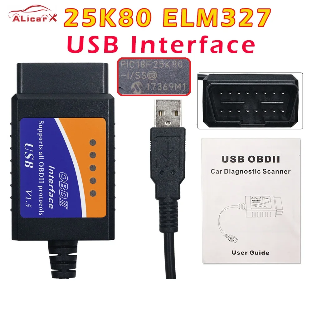 V1.5 Usb327 Obd2 Codice Di Errore Per Auto Mini Reader Muslimm 327 V 1.5 Lettore Di Codici Obd2 Usb-Nterface Elm-327 Scanner Obd2 Per Pc