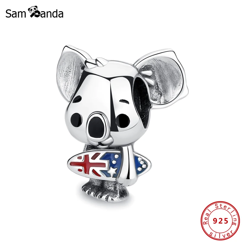 925 Sterling Silver Charms Beads Australia Surf Koala Fit Pandora Bracciali Collane Donna Gioielli Regalo Fai Da Te