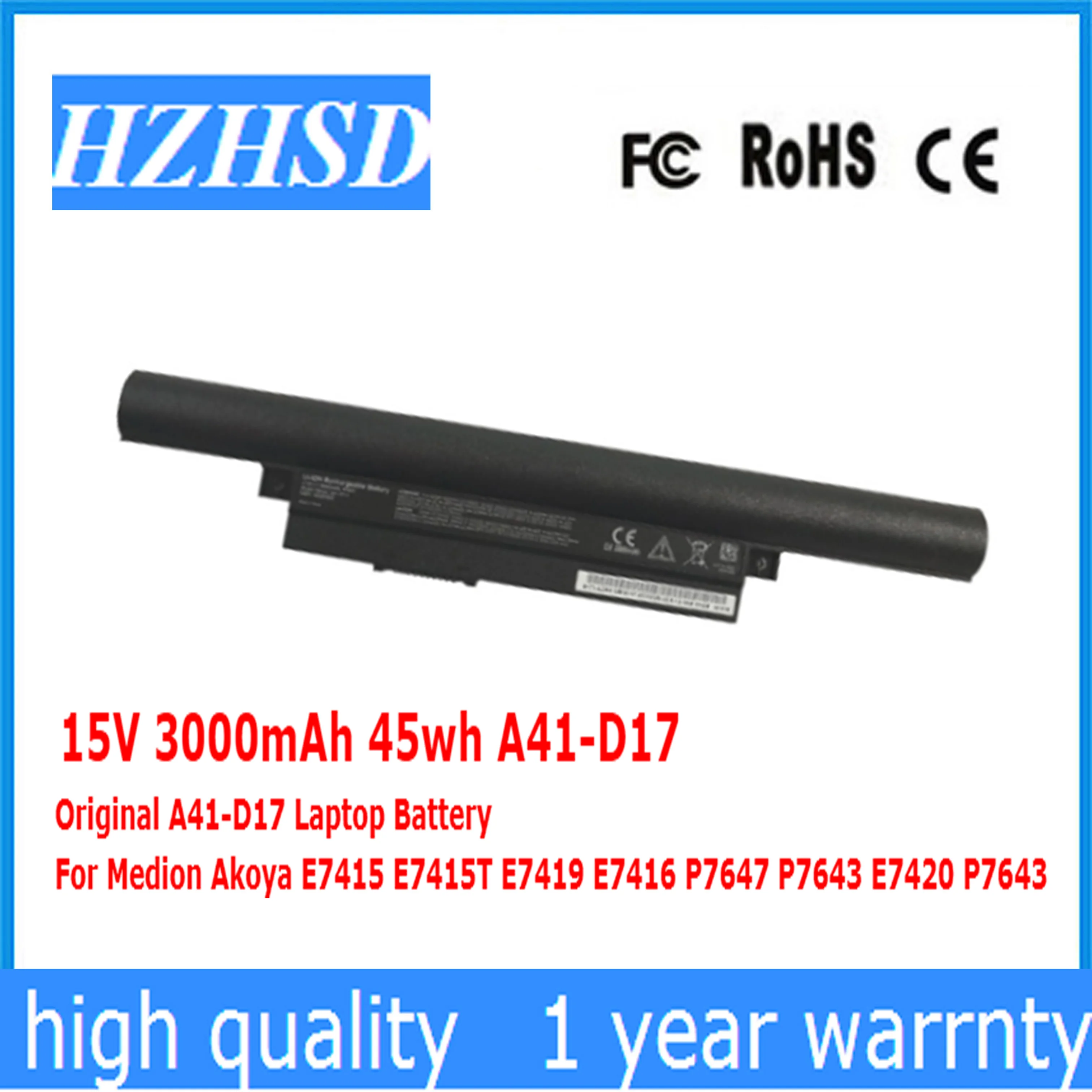 15V 3000Mah 45Wh A41-D17 Originale A41-D17 Batteria Del Computer Portatile Per Medion Akoya E7415 E7415T E7419 E7416 P7647 P7643 E7420 P7643