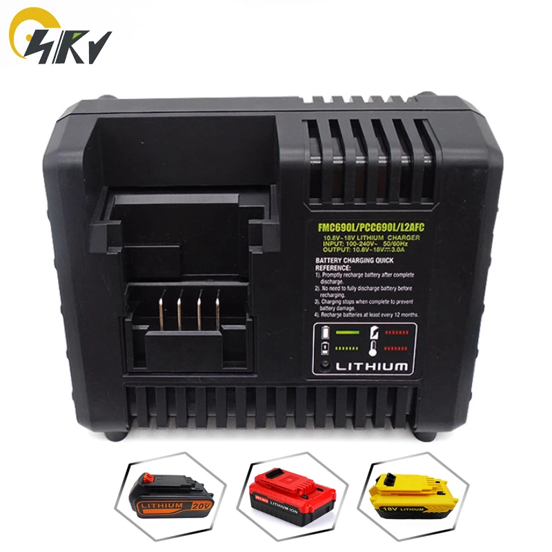 Caricabatterie Al Litio 20V 3A Pcc690L/Fmc609L/L2Afc Per Elettroutensili Stanley Fatmax