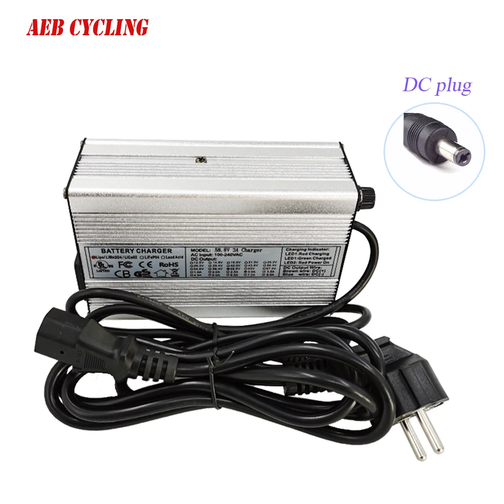 Caricabatterie Agli Ioni Di Litio Per Bici E-Mtb, Batteria Ncm Moscow Bike Con Presa Di Carica Cc, 54,6 V 2A 3A 4A
