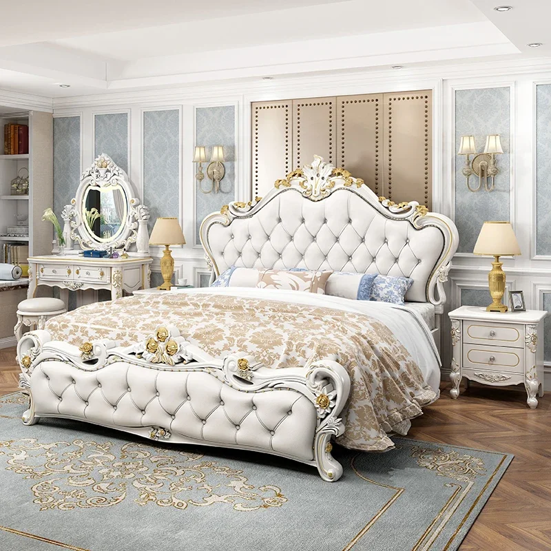 Nordic Unique Luxury Double Bed Storage Queen Size Modern King Letto Matrimoniale Princess White Letto Matrimoniale Mobili Per Camera Da Letto