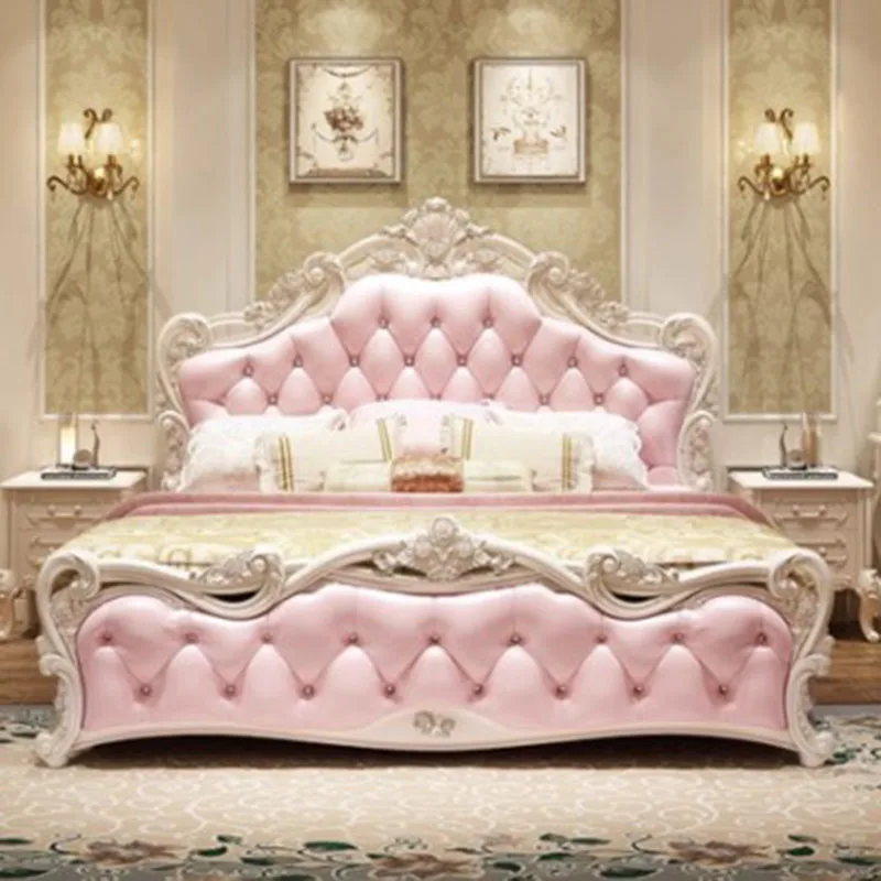 Royal European Style Double Bed Designer Luxury Modern Queen Twin Bed Storage Girls Bedroom Camas Furniture For Bedroom