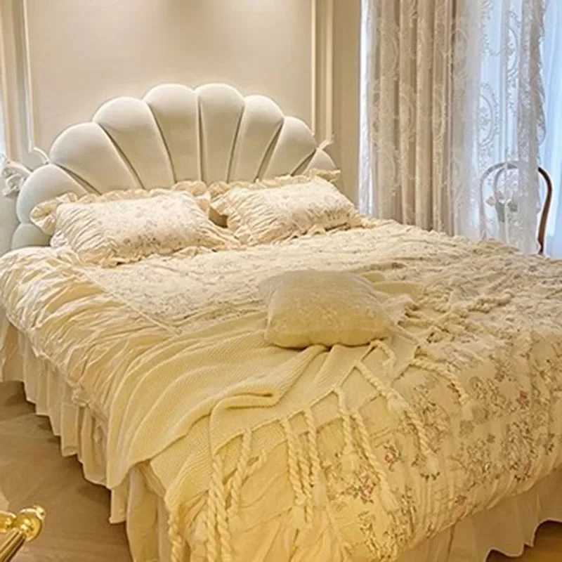 Nordic Girl Unique Aesthetic Bed Storage Queen Size Camera Da Letto Moderna King Bed White Luxury Letto Matrimoniale Room Furniture