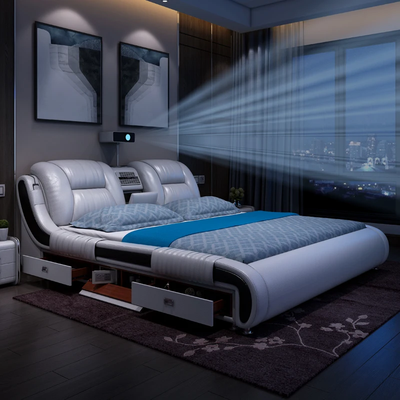Letto King Size Moderno Di Lusso Unico Multifuncion Boys Full Size King Bed Smart Two Persons Letto Matrimoniale Furniture Completo