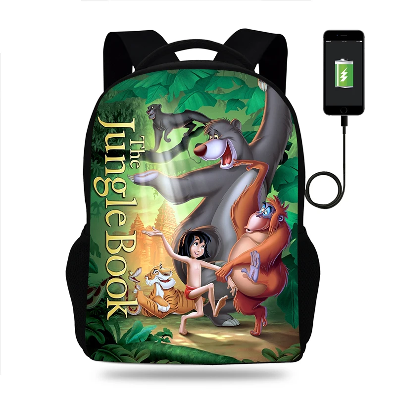 Disney The Jungle Book Zaino Ragazzi Ragazze School Bag Adolescente Book Bags Uomo Donna Zaino Usb Zaino Da Viaggio Mochila