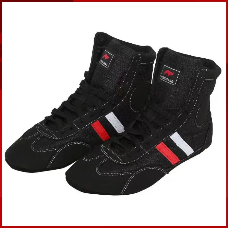 Honggang Adult Kid Soft Sole Reverse Suede Sangbo Wrestling Boxing Boots Taglia 30-44 Fight Shoe Training Competition Sneaker