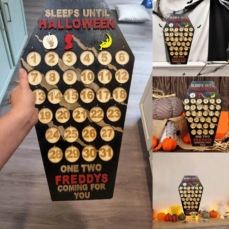 1 Pezzo Calendario Di Halloween Personalizzato Halloween Decor Horror Decor Freddy Krueger Spaventoso Coffin Sign