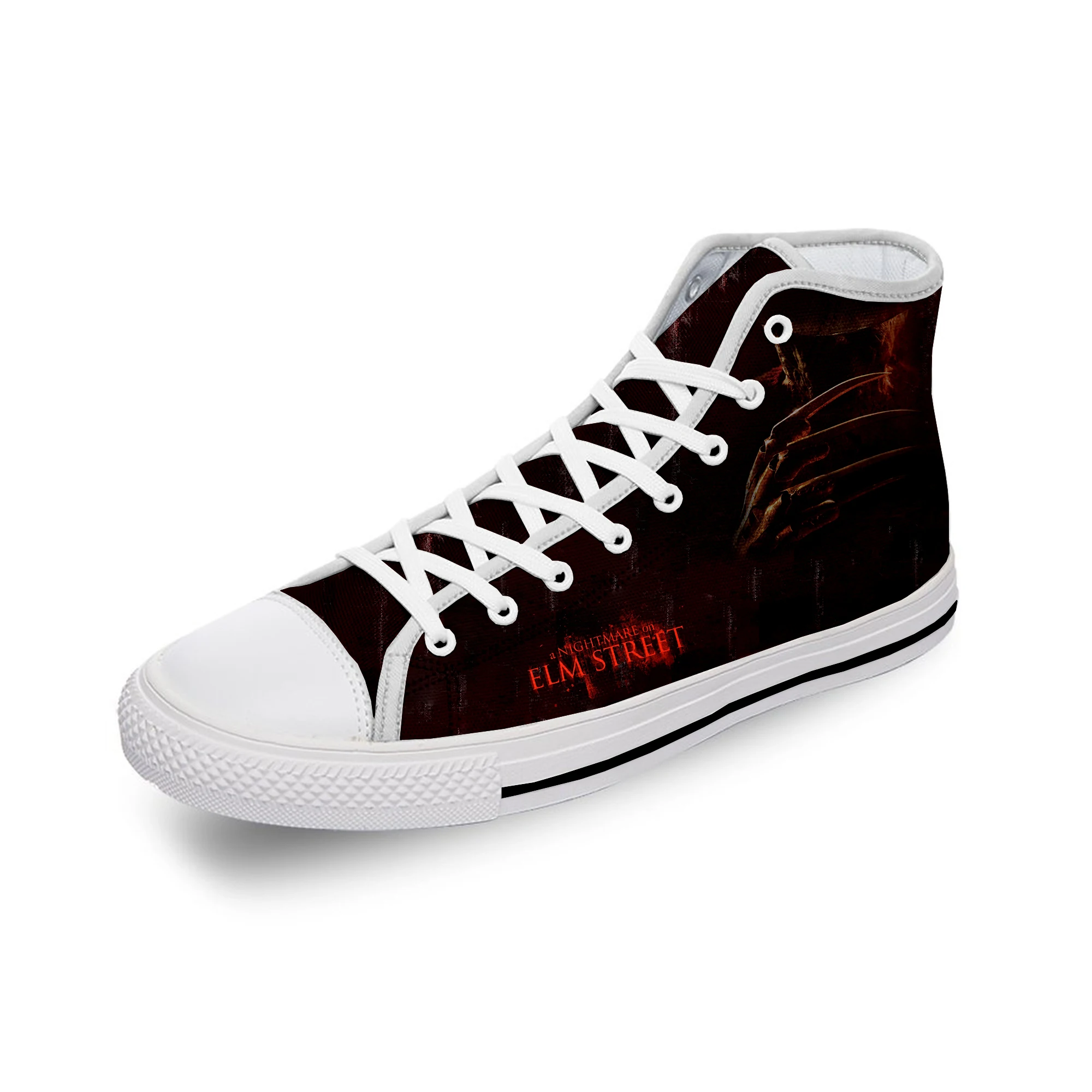 Krueger Horror Halloween Freddy White Cloth Fashion 3D Print High Top Scarpe Di Tela Uomo Donna Sneakers Leggere E Traspiranti
