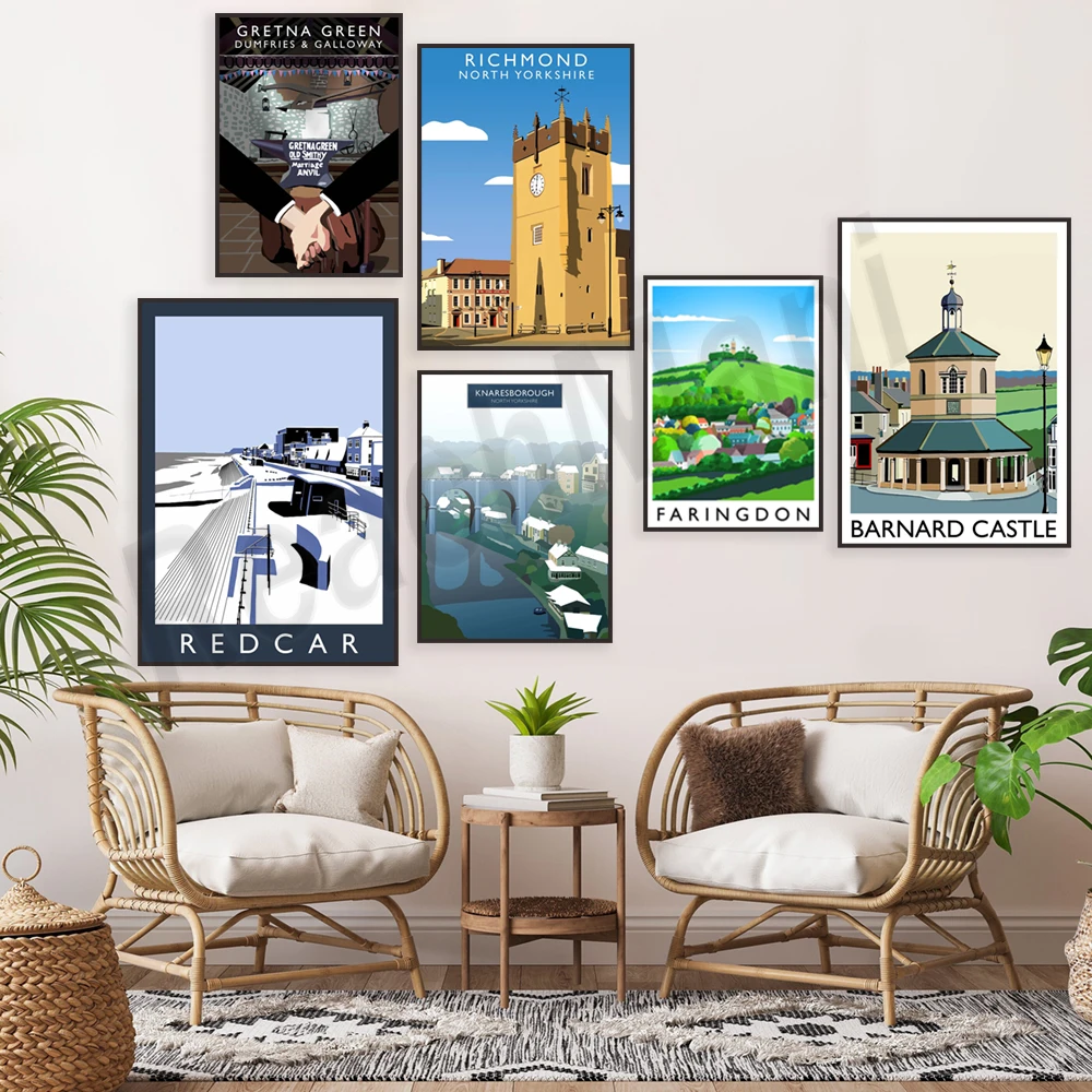 Faringdon, Byrd, Barnard Castle, Trafalgar Square, Roseberry Top, Karissham, Mount Fuji, Basildon Park Poster Da Viaggio