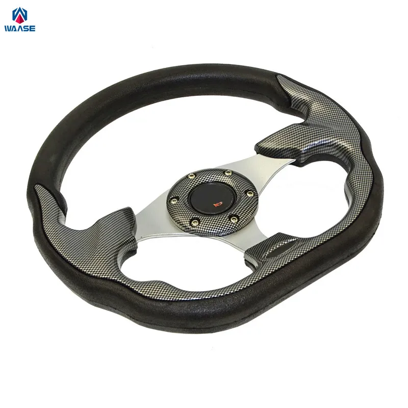 Sale Universale Di 320Mm Cuoio Dell'Unità Di Elaborazione Corse Sport Auto Car Steering Wheel Con Pulsante Del Clacson 12.5 Pollici Carbon Look