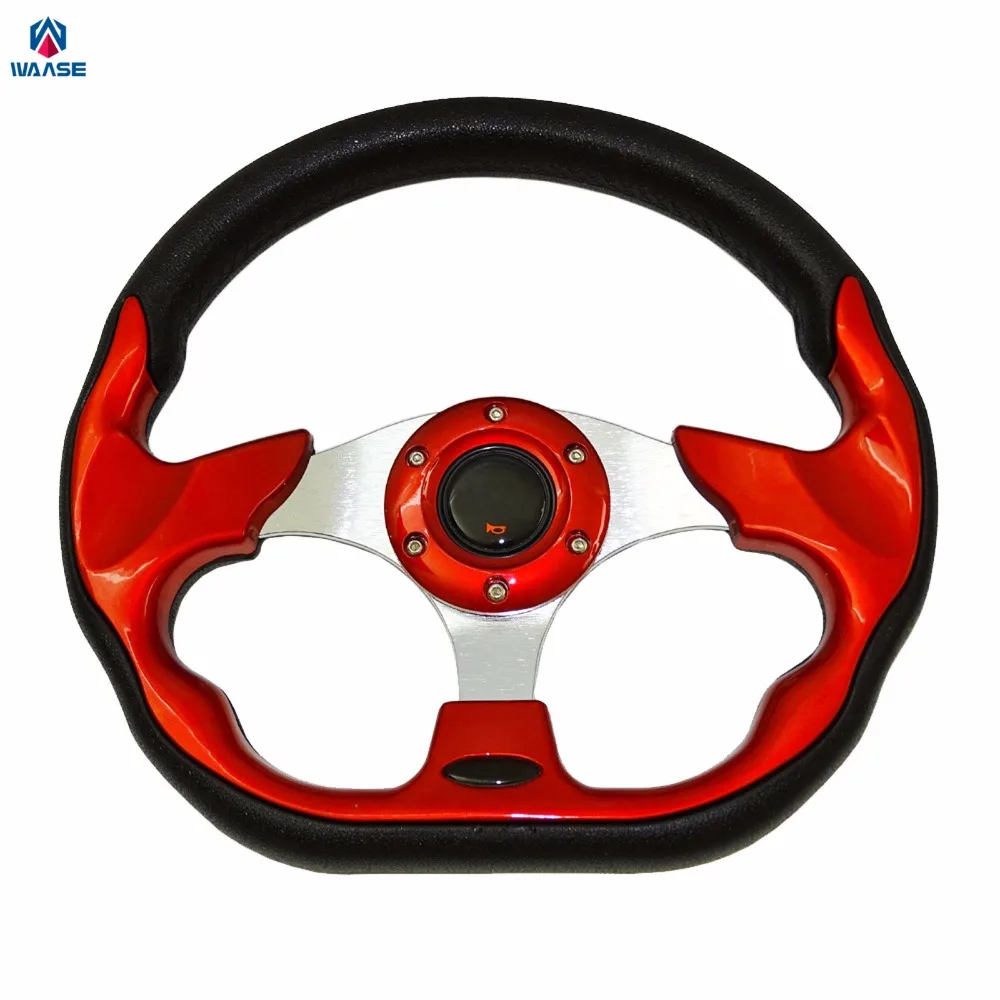 Waase 320 Millimetri Universale Di Cuoio Dell'Unità Di Elaborazione Corse Sport Auto Car Steering Wheel Con Il Pulsante Del Clacson 12.5 Pollici Rosso
