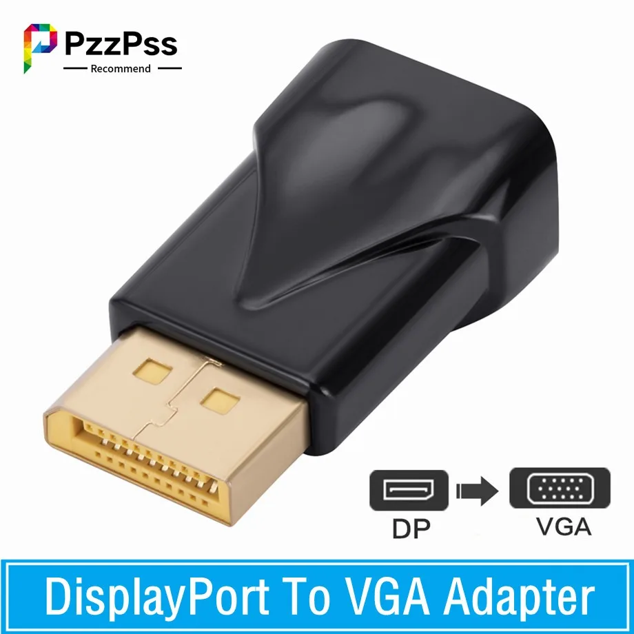 Pzzpss Displayport A Vga Adapter 1080P Display Port Dp Maschio A Vga Femmina Convertitore Per Pc Proiettore Dvd Tv Laptop Monitor