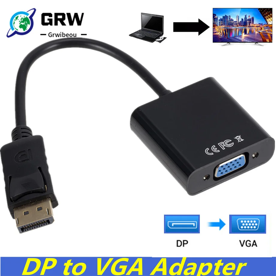 Grwibeou Displayport Display Port Dp A Vga Cavo Adattatore Convertitore Maschio-Femmina Per Pc Computer Laptop Hdtv Monitor Proiettore