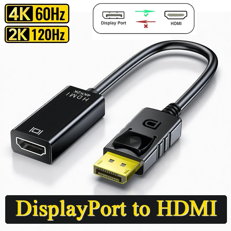 Porta Display Adattatore Da Dp A Hdmi Displayport A Hdmi Cavo Adattatore 4K 60Hz Cavo Adattatore Da Dp A Hdmi Convertitore Cavo Da Dp A Hdtv
