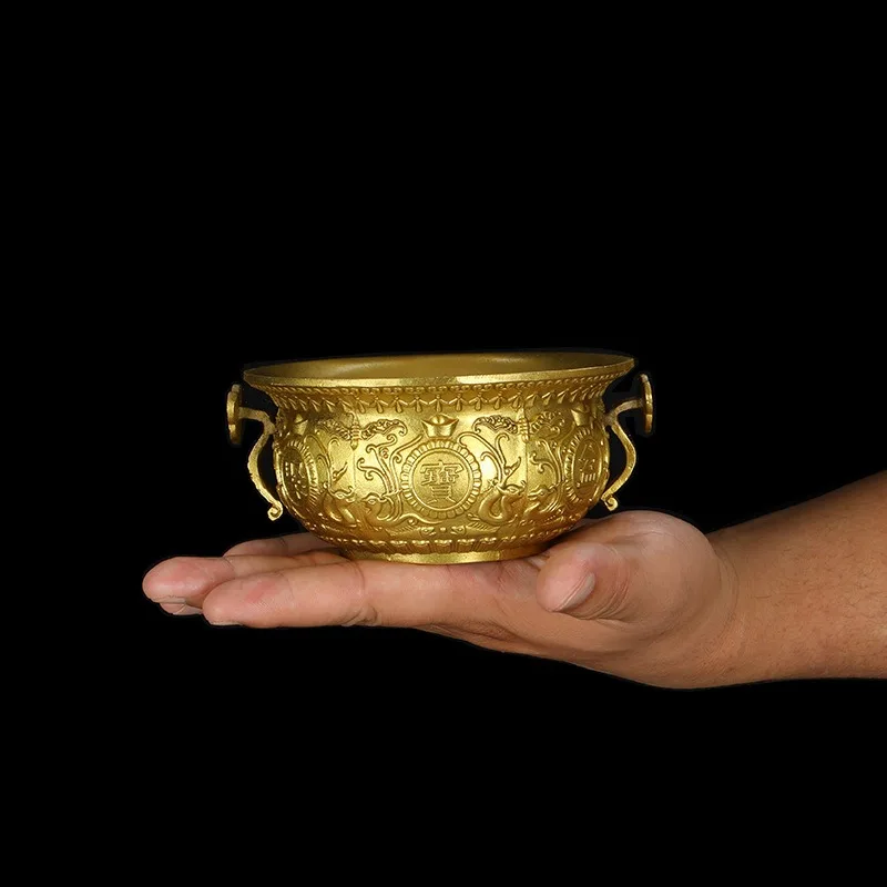 Treasure Bowl Table Ornaments Festival Present Vintage Household Copper Craft Crafts Desktop Cornucopia Decor Office