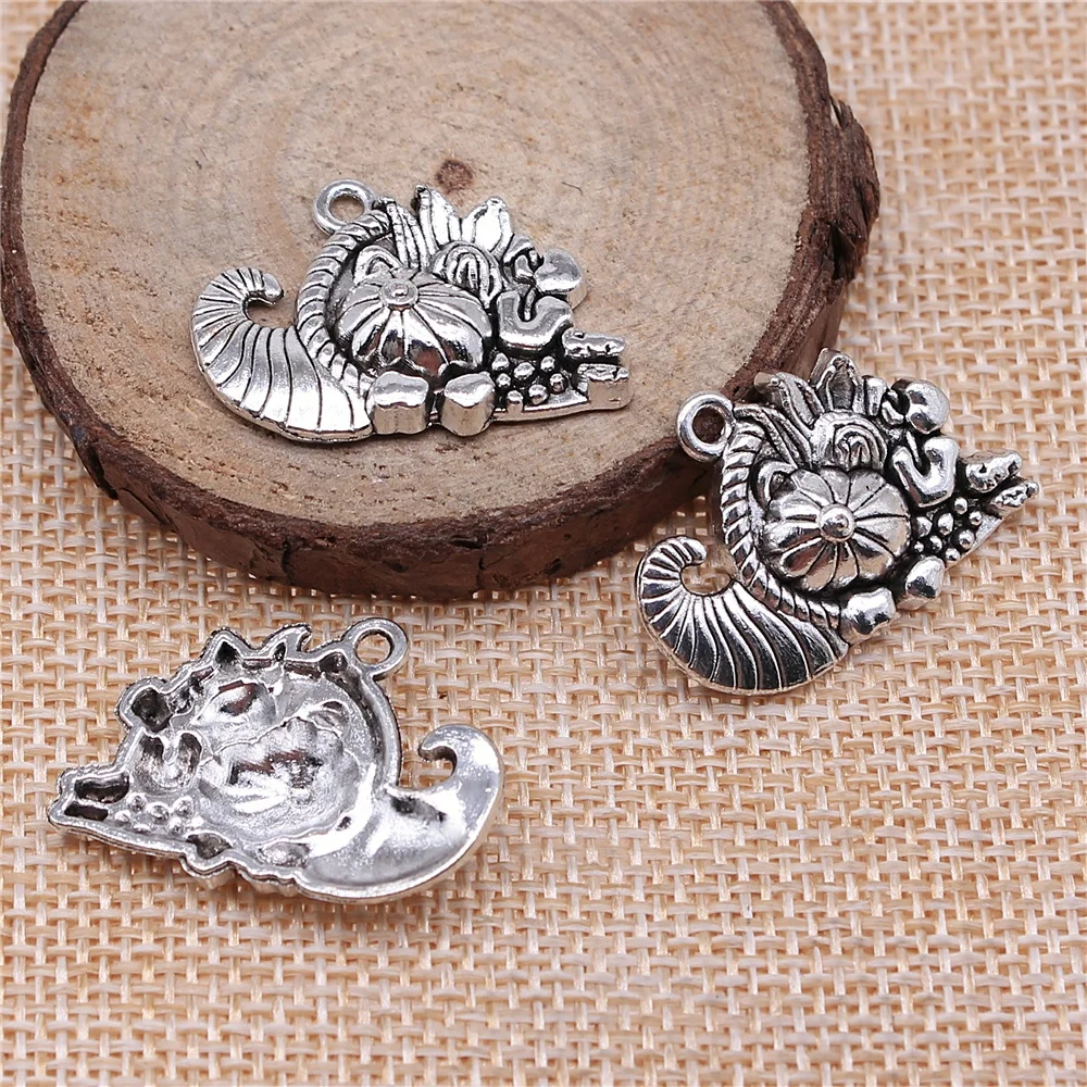 Wysiwyg 10Pcs 28X20Mm Cornucopia Pendenti Di Fascino Per Monili Che Fanno Argento Antico Di Colore Cornucopia Pendenti Di Fascino Cornucopia