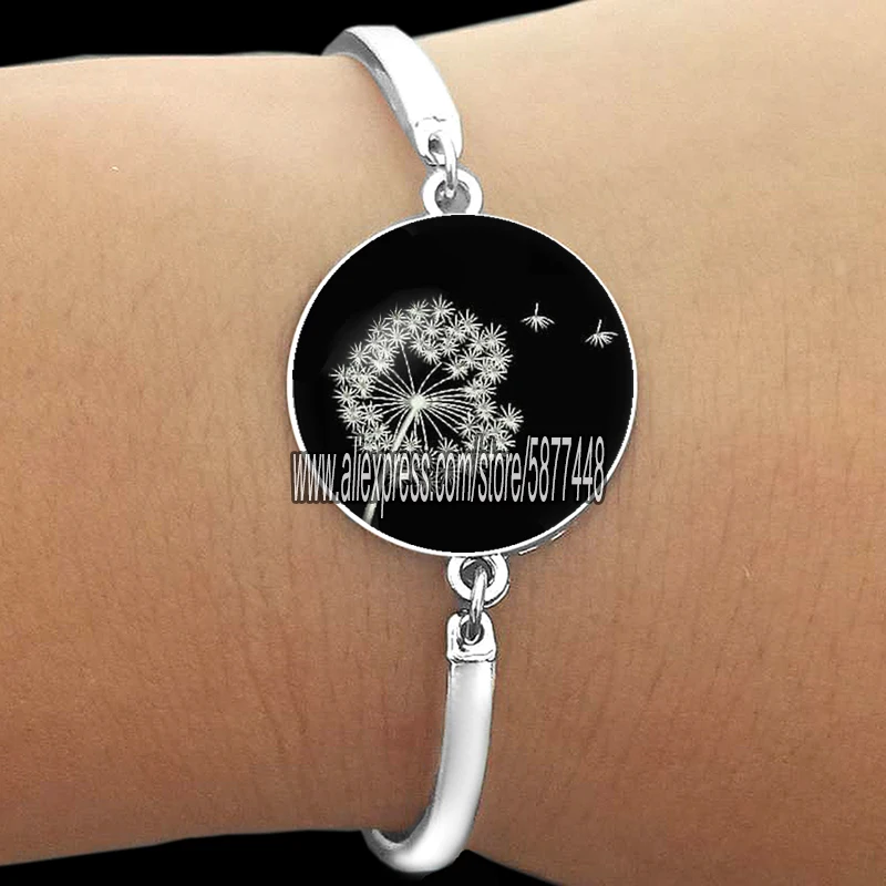 Art Photo Dandelion Women Charm Bracelet Pianta In Bianco E Nero Gilr Bracciali Braccialetti Regalo Per Amici E Ragazze