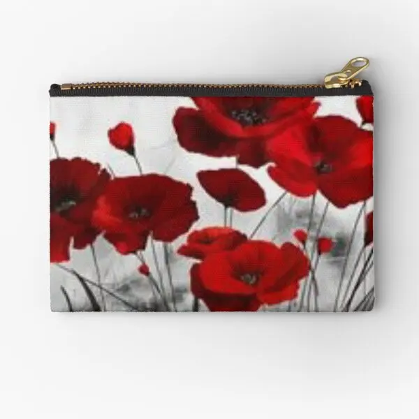 Poppies Zipper Pouches Pure Bag Underwear Socks Portafoglio Portamonete Packaging Mutandine Key Men Cosmetic Money Small Storage Women