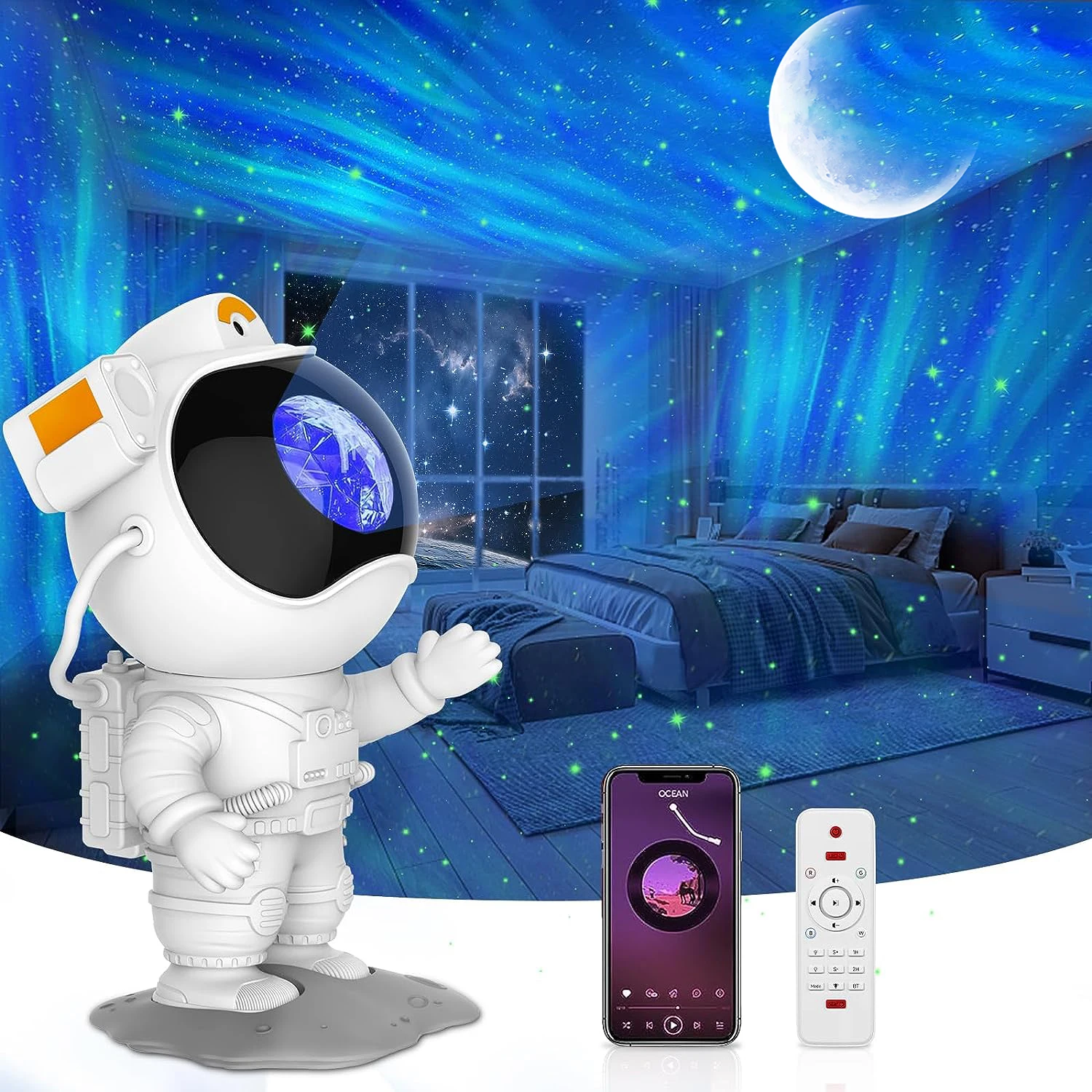 2023 Upgrade Astronaut Northern Lights Aurora Projector Night Light Spaceman Per Kid Adult Gaming Room/Party/Home Decor