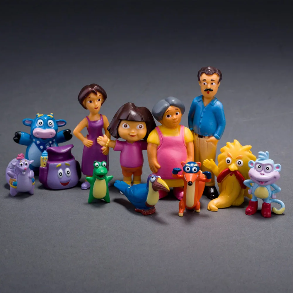 12 Pz/Lotto Anime Dora The Explorer Pvc Mini Model Collection Present Toys Action Figure Doll Gift For Children Decor Ornament