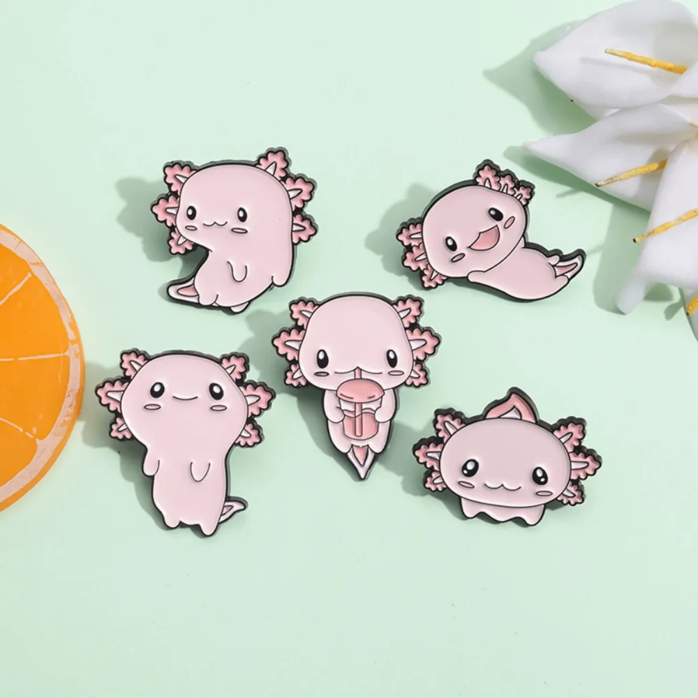 Drago Esagonale Salamander Pins Divertente Spilla Cartoon Cute Axolotl Spilla Cute Pink Cartoon Salamander Pins Regalo Per Bambini