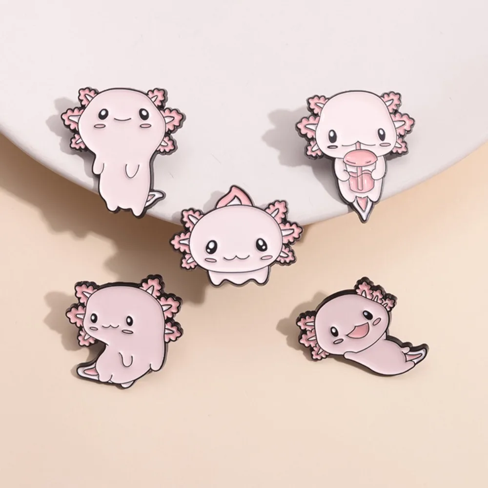 Spilla Esagonale Dragon Salamander Spille Cartoon Cartoon Salamander Pins Pink Cute Cute Axolotl Spilla Regalo Per Bambini