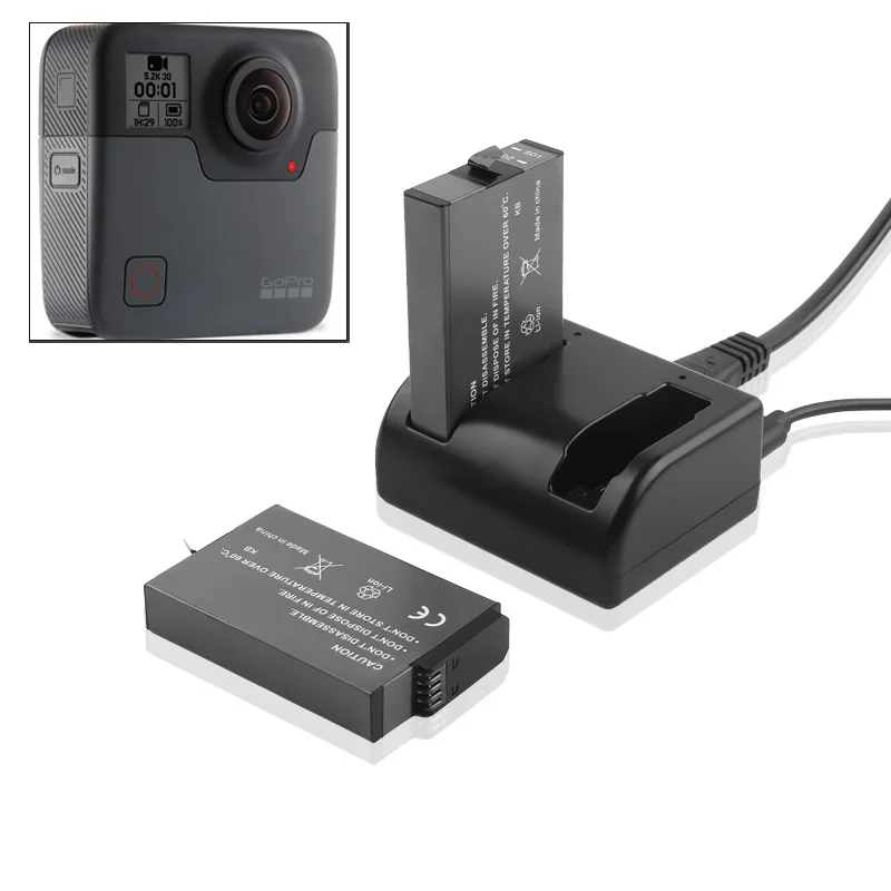 2720Mah Per Gopro Fusion Battery/ 2 Slot Caricabatterie Per Gopro Fusion 360 Gradi Action Accessori Per Fotocamere Impermeabili