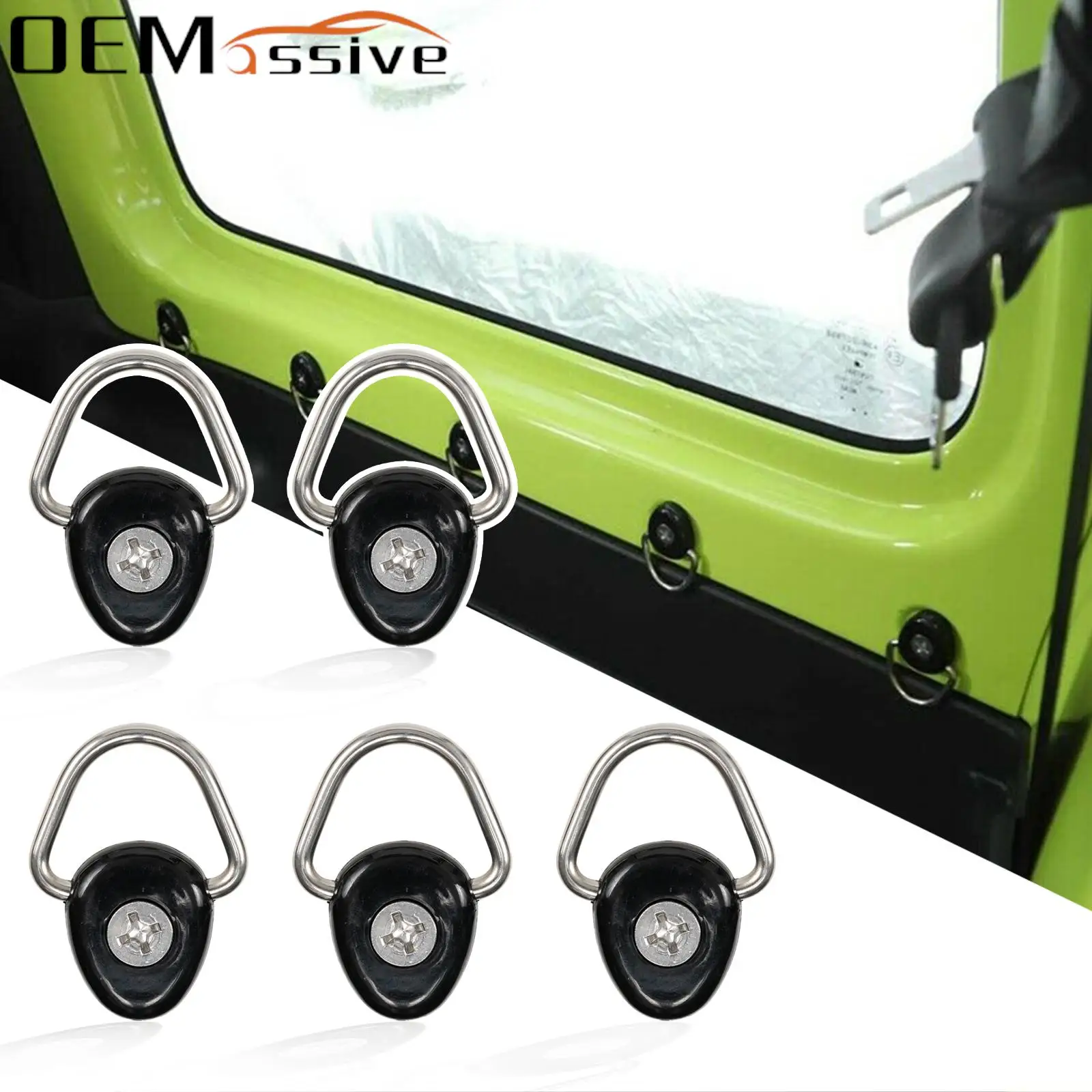 5X Per Suzuki Jimny 2019 2020 2021 2022 Jb64 Jb74 Ancoraggio Di Fissaggio In Metallo D-Ring D-Plate Buckle Trailer Cargo Truck Net Hook Screw