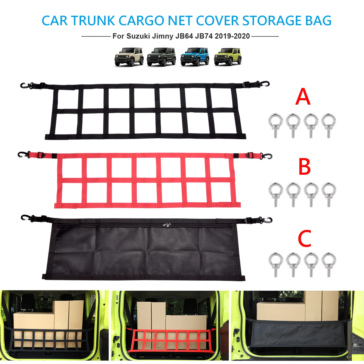 Stivaggio Riordino Per Jimny Car Trunk Box Net Trunk Cargo Net Cover Storage Bag Organizer Accessori Per Suzuki Jimny 2019 +