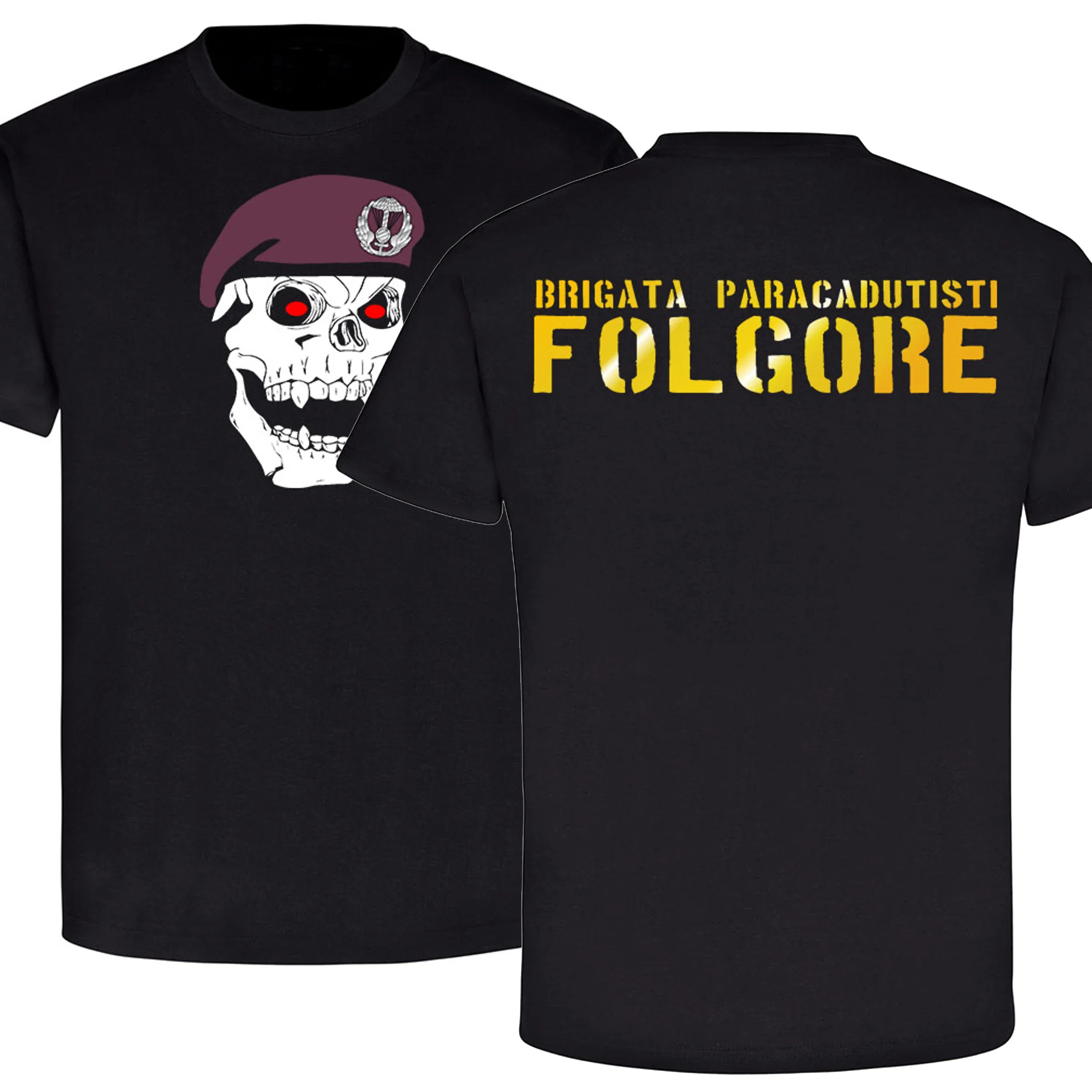 Folgore Italienische Muslimah Skull Totenkopf Barett T-Shirt. Maglietta Da Uomo Con Scollo A O Manica Corta In Cotone Estivo Novità S-3Xl